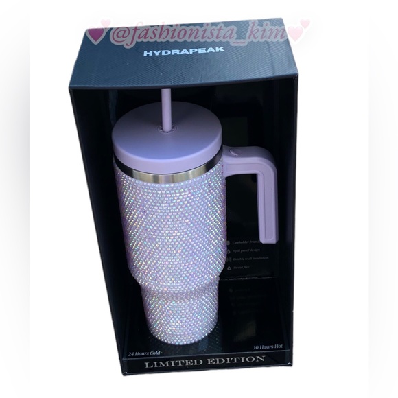 Hydrapeak limited edition iridescent purple rhinestone tumbler 40 oz cup - Picture 2 of 4